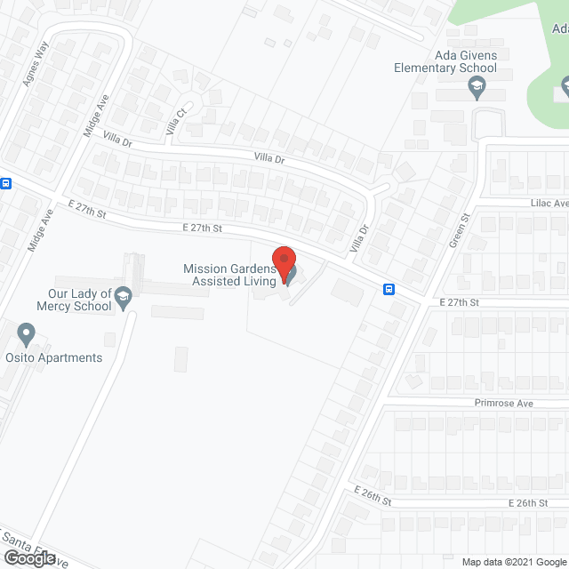 Map of the neighborhood around Mission Gardens