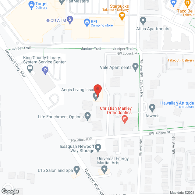 Map of the neighborhood around Aegis Living Issaquah
