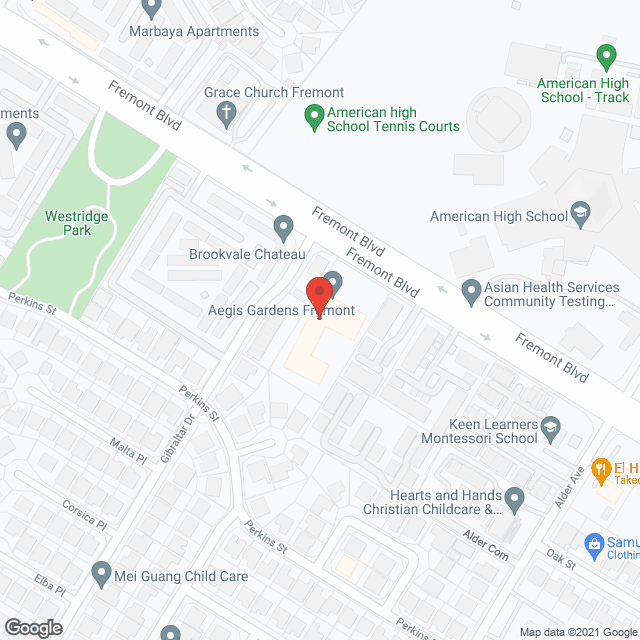 Map of the neighborhood around Aegis Gardens - An Asian Community