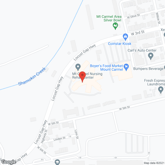 Map of the neighborhood around Mount Carmel Personal Care Community