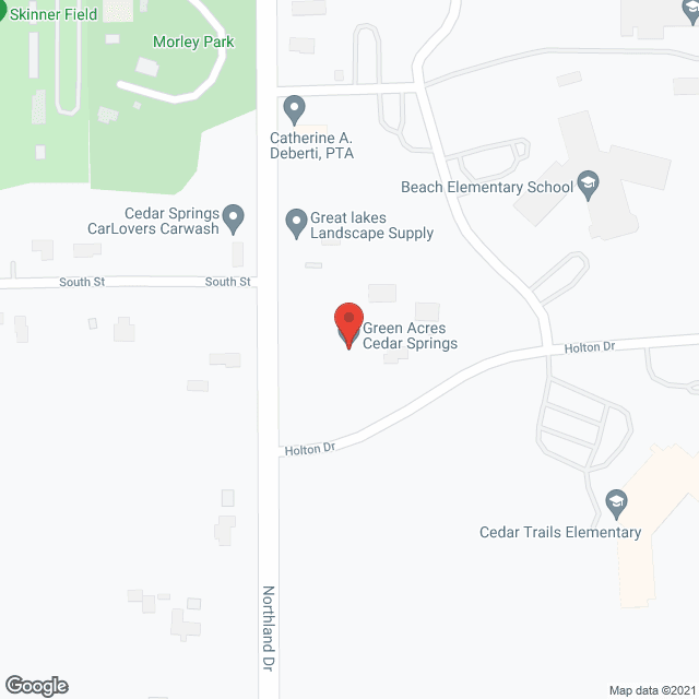 Map of the neighborhood around Green Acres Of Cedar Springs