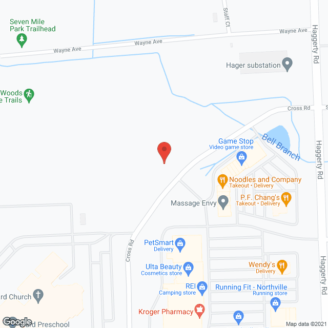 Map of the neighborhood around Willow Pines Retirement Community