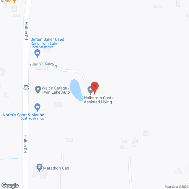 Map of the neighborhood around Hallstrom Castle Assisted Living