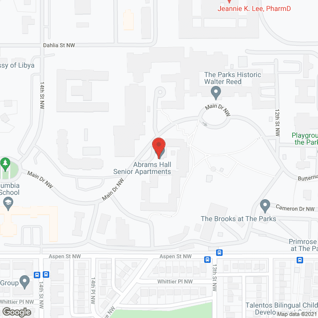Map of the neighborhood around Abrams Hall Senior Apartments
