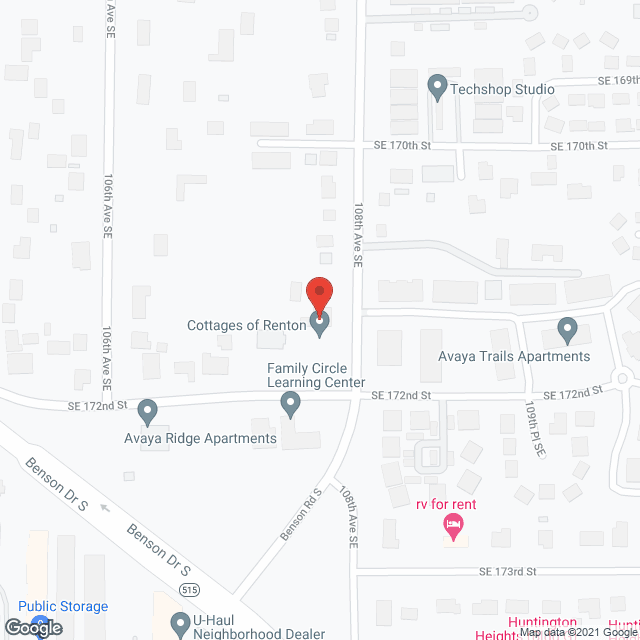 Map of the neighborhood around The Cottages of Renton