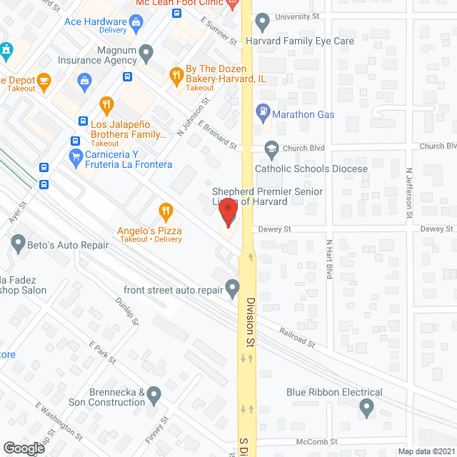 Map of the neighborhood around Shepherd Premier Living of Harvard