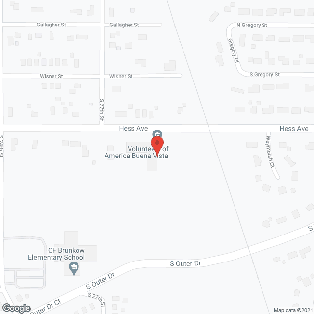Map of the neighborhood around Buena Vista Senior Communit