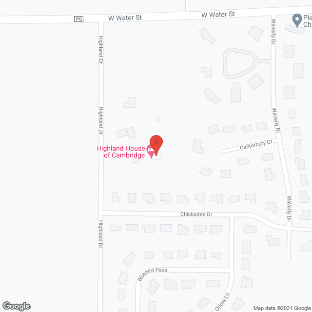 Map of the neighborhood around Highland House of Cambridge