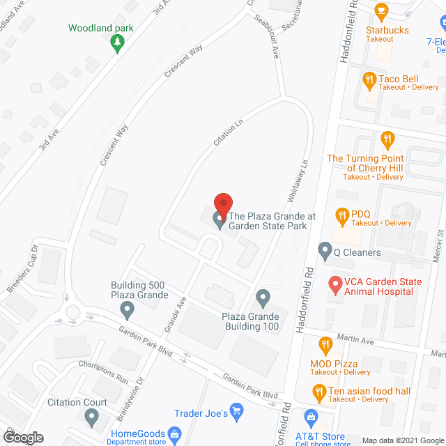 Map of the neighborhood around Plaza Grande at Garden State Park