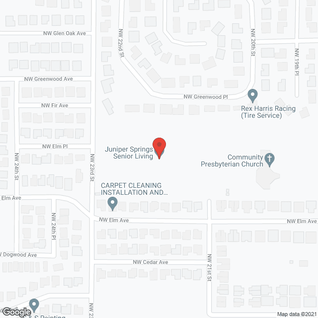 Map of the neighborhood around Juniper Springs Senior Living