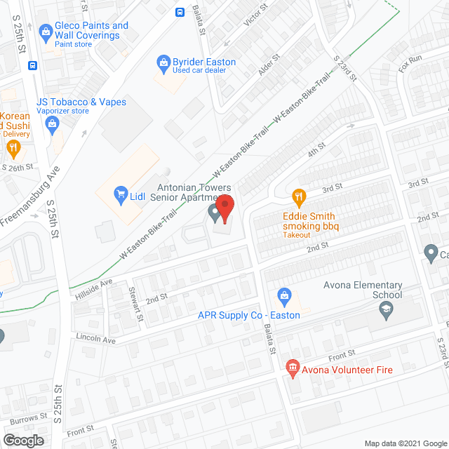 Map of the neighborhood around Antonian Towers