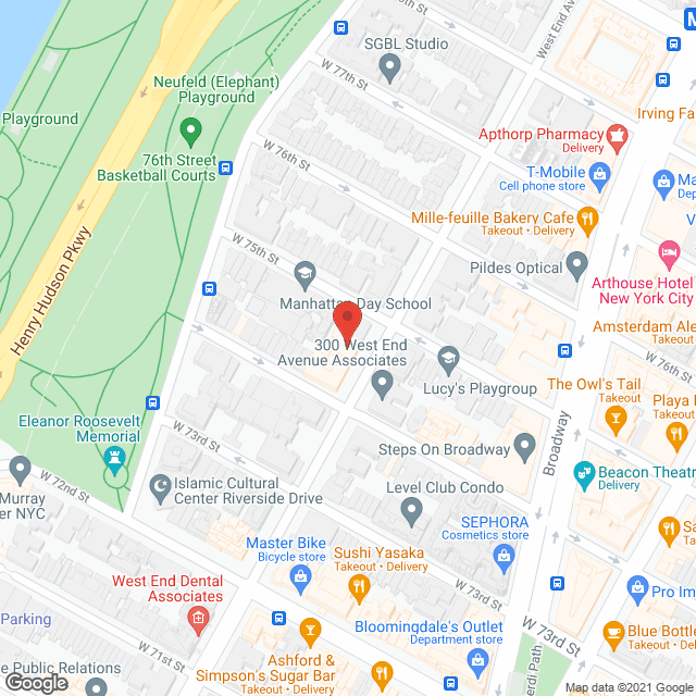 Map of the neighborhood around 305 West End Assisted Living