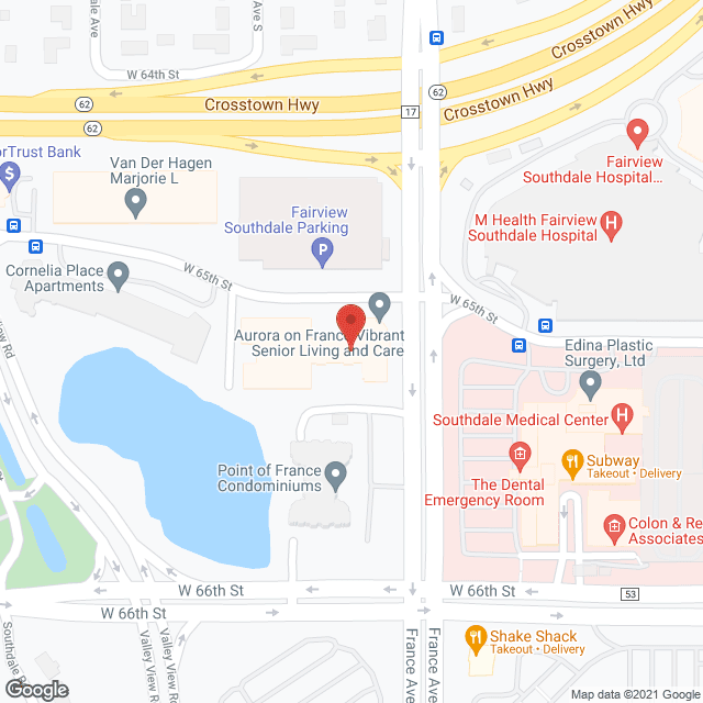 Map of the neighborhood around Aurora on France