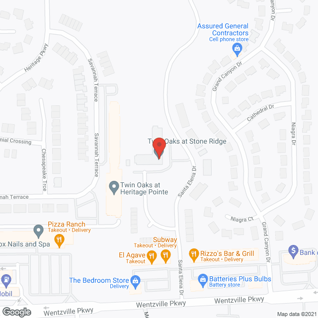 Map of the neighborhood around Twin Oaks at Stone Ridge