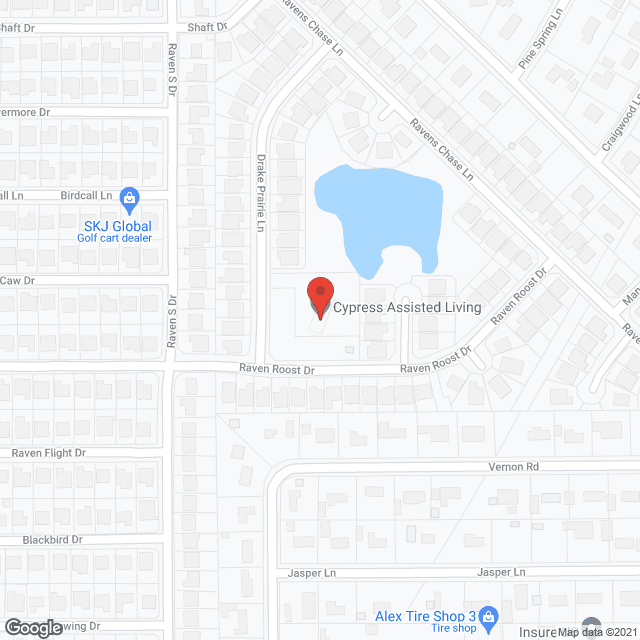 Map of the neighborhood around Cypress Assisted Living- Drake Prairie Lane