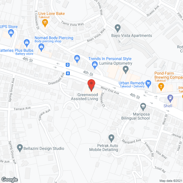Map of the neighborhood around Greenwood Assisted Living