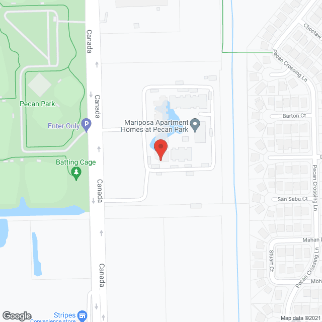 Map of the neighborhood around Mariposa at Pecan Park