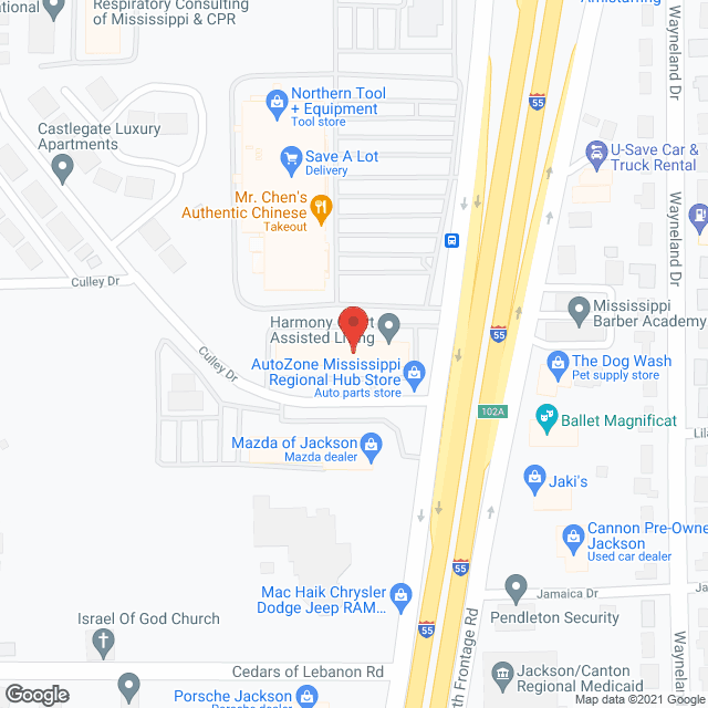 Map of the neighborhood around Harmony Court Assisted Living