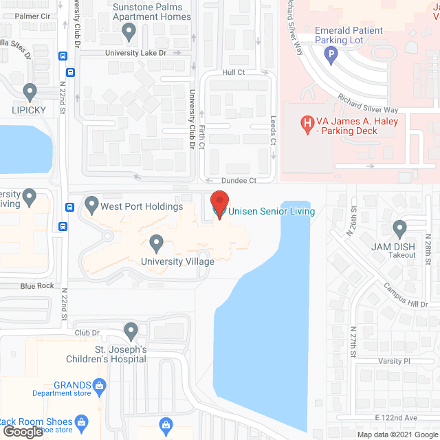 Map of the neighborhood around Unisen Senior Living