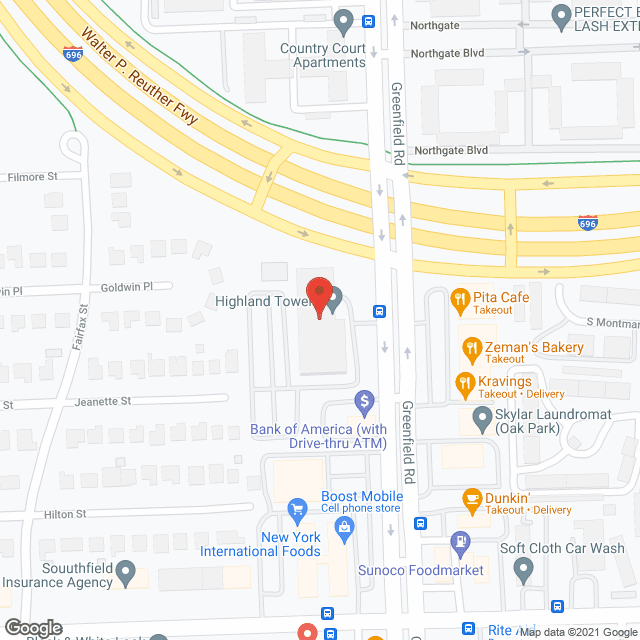 Map of the neighborhood around Highland Towers Apartments