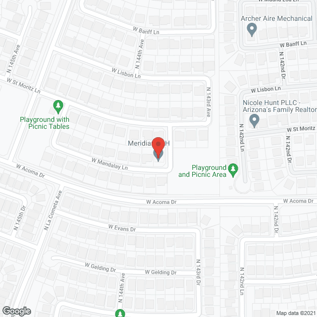 Map of the neighborhood around Meridian Assisted Living Home