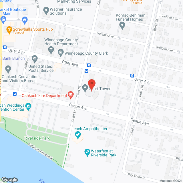 Map of the neighborhood around Court Tower RCAC