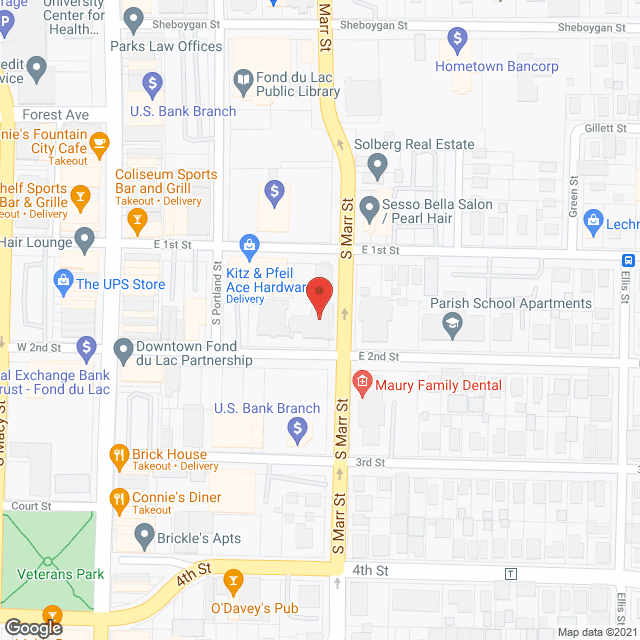 Map of the neighborhood around St. Peter's Place