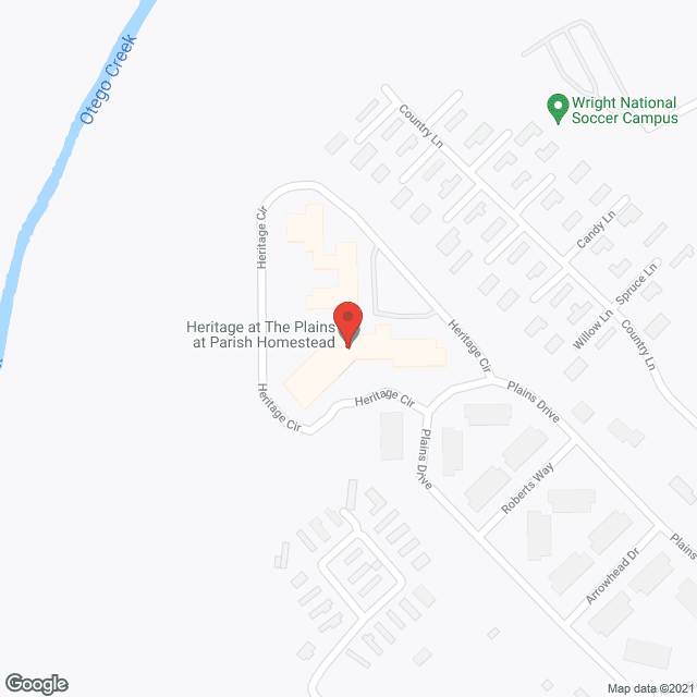 Map of the neighborhood around the Plains at Parich Home