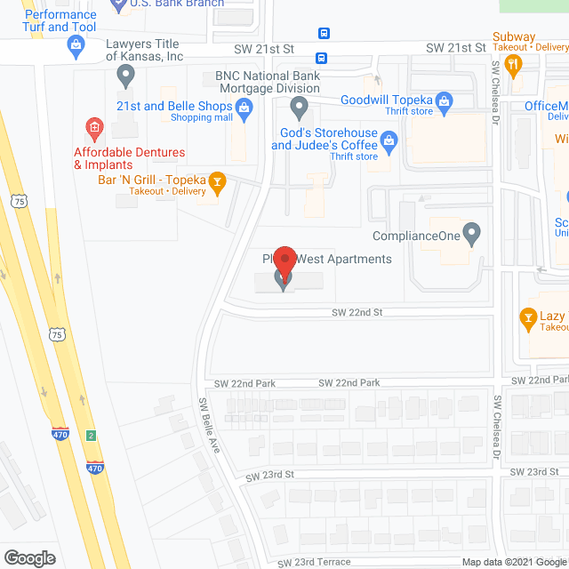 Map of the neighborhood around Plaza West