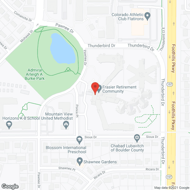 Map of the neighborhood around Frasier Retirement Community, a CCRC