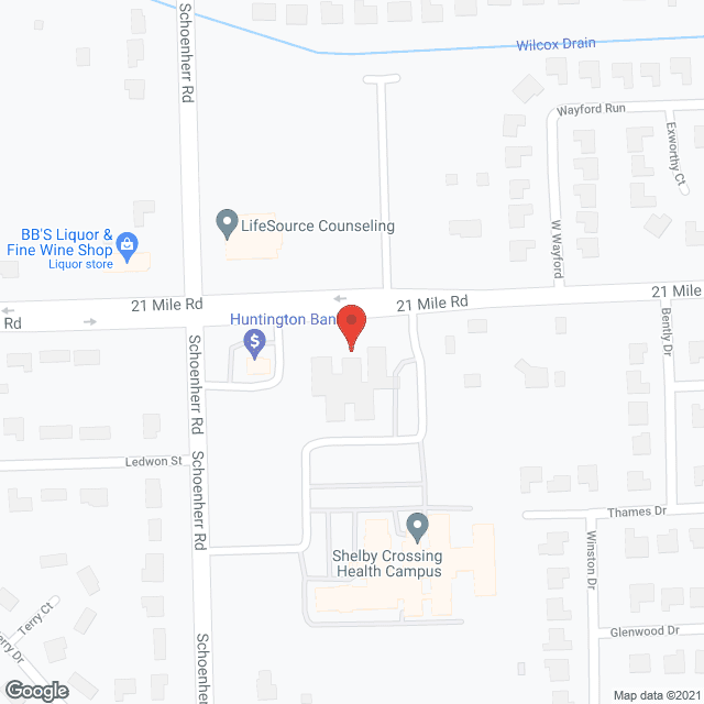 Map of the neighborhood around Shelby Crossing Rehabilitation