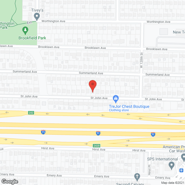 Map of the neighborhood around Peter James Developement and Independent Living