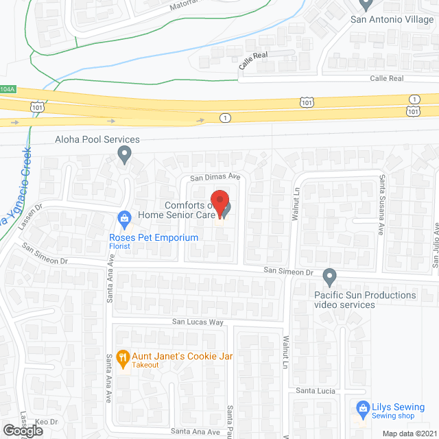 Map of the neighborhood around Comforts of Home Senior Care