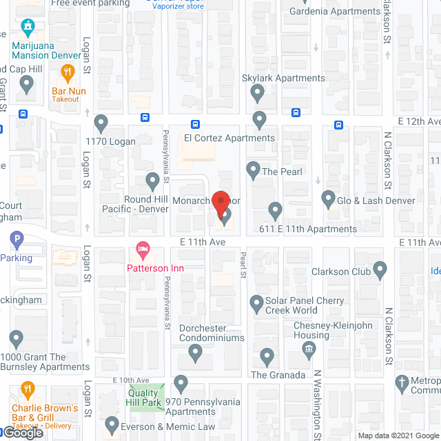 Map of the neighborhood around Monarch Manor