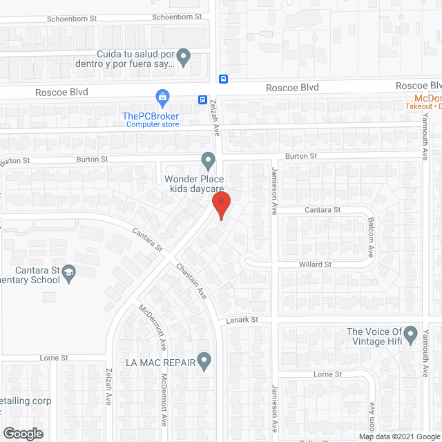 Map of the neighborhood around Zelzah Home Care
