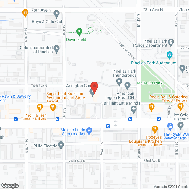 Map of the neighborhood around Arlington Gardens