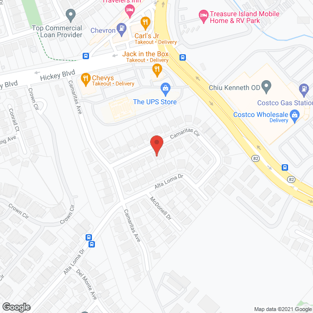 Map of the neighborhood around Manalo's Board and Care 4