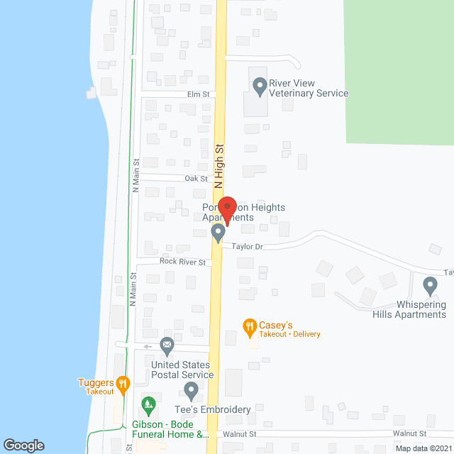 Map of the neighborhood around Whispering Hills Apartments