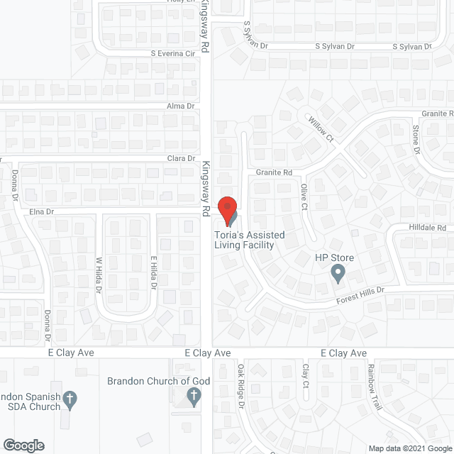 Map of the neighborhood around Toria's Assisted Living Facility II