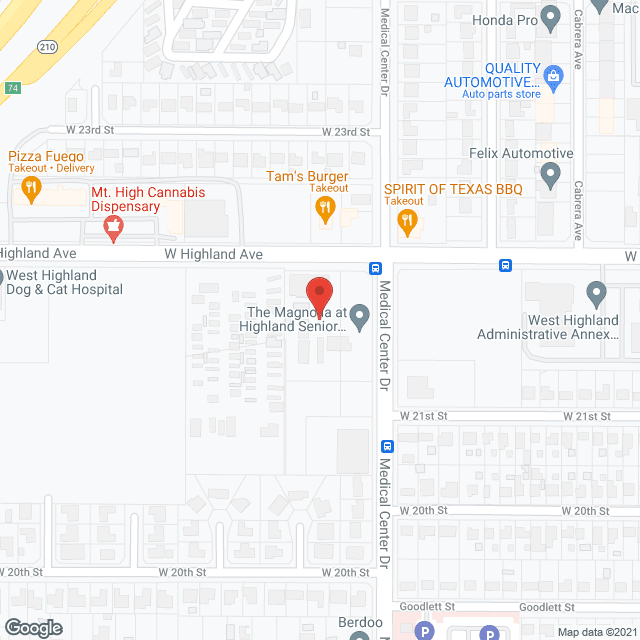 Map of the neighborhood around The Magnolia at Highland