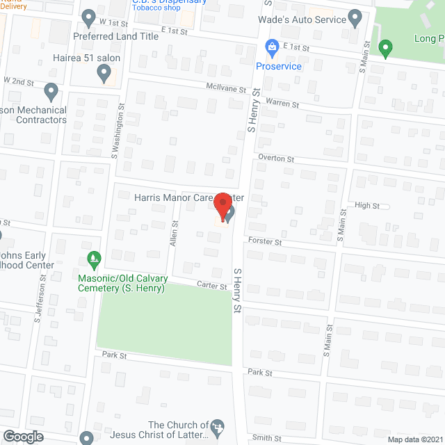 Map of the neighborhood around Harris Manor Care Center