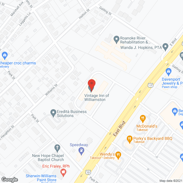 Map of the neighborhood around Vintage Inn of Williamston