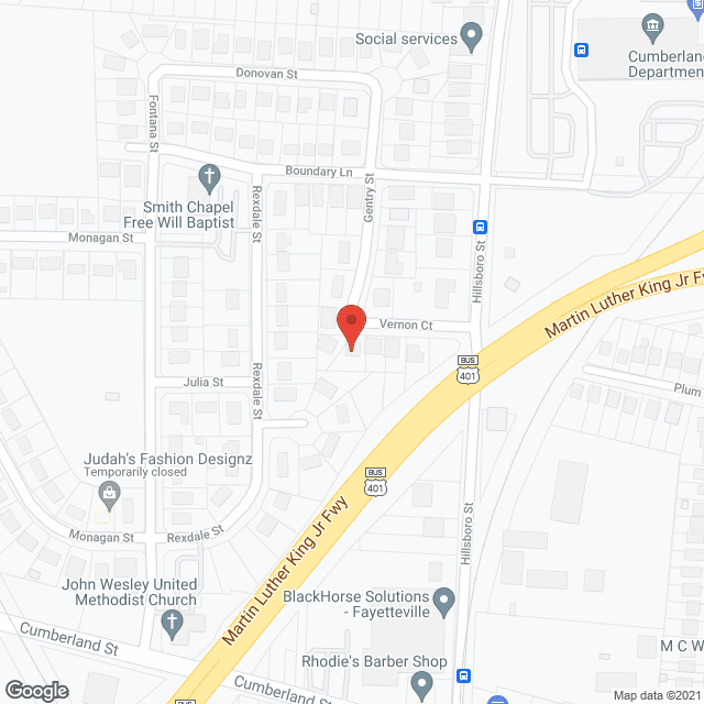 Map of the neighborhood around The Alternative House