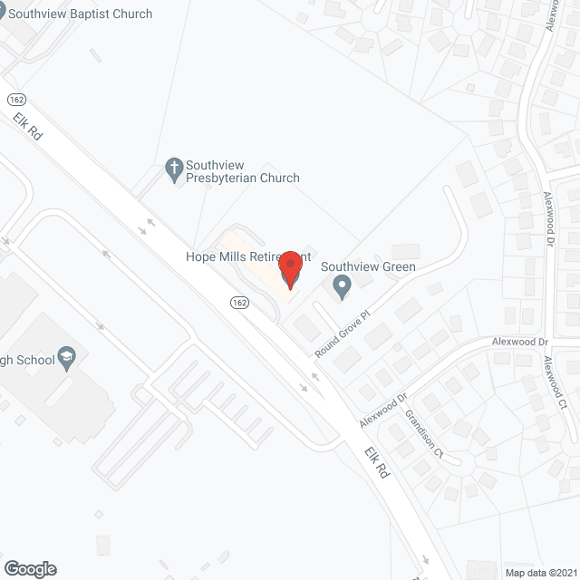 Map of the neighborhood around Hope Mills Retirement Center