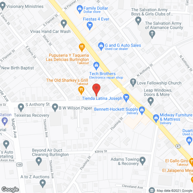 Map of the neighborhood around Anthony's Street Family Care Home
