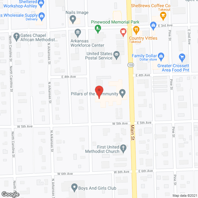 Map of the neighborhood around The Pillars…of the Commuity