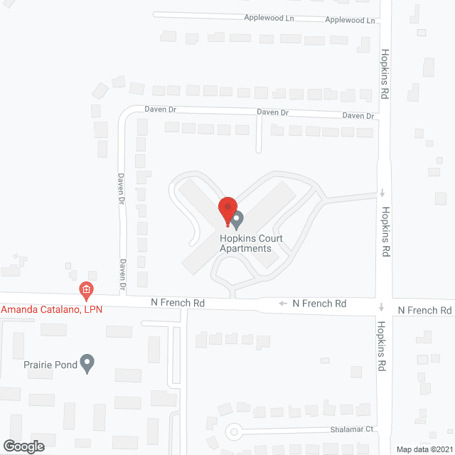Map of the neighborhood around Hopkins Court Apartments
