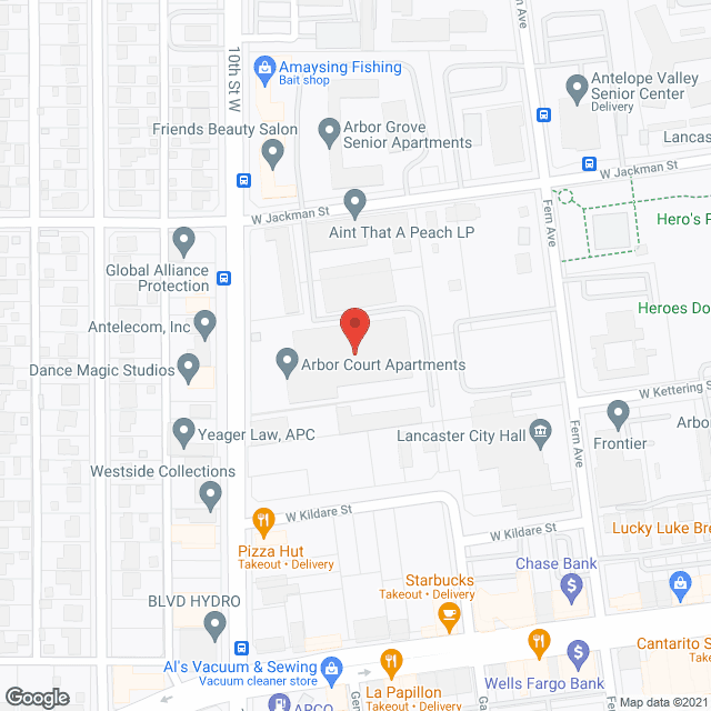 Map of the neighborhood around Arbor Court