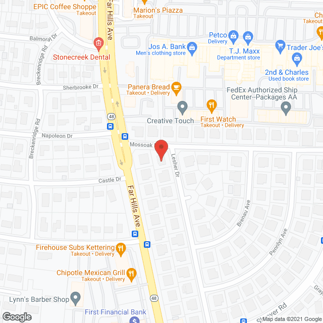 Map of the neighborhood around Villas of Kettering