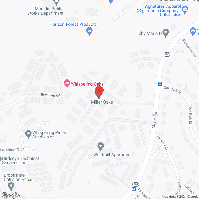 Map of the neighborhood around Miller Oaks, Westminster Community